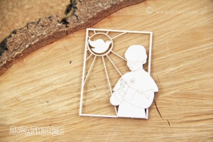 Obrazek - witraż prostokątny: chłopiec i gołębica