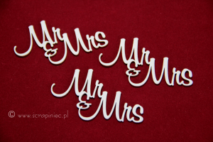 Mr & Mrs napis 3 szt.
