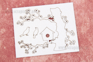 Dekor- ptaszki, budka, pniak