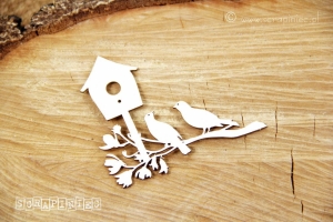 Dekor- ptaszki, budka na magnolii