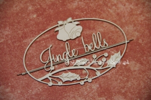 Winter joy - Jingle bells 01 - ramka z napisem - dzwonki i jemioła /bells and mistletoe 