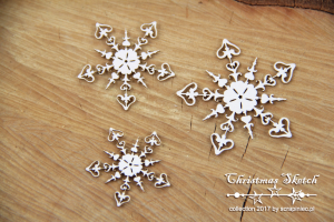 Christmas Sketch - 3 snowflakes - 3 śnieżynki