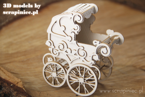 Wózek 3D model -  baby stroller - do pudełka eksplodującego 01