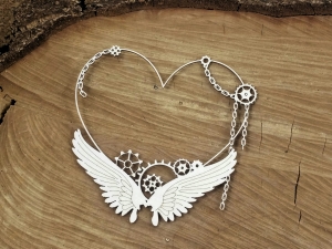Steampunk - Flying hearts - Small heart frame - mała ramka z sercem