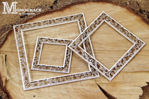 Monograce - 2 layer Square frames 3 pcs - dwuwarstwowe ramki kwadratowe 3 szt
