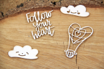 Clouded hearts - Baloon - chipboard set