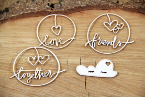 Clouded hearts - together - chipboard set