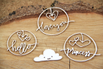 Clouded hearts - princess - chipboard set