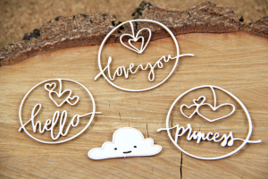 Clouded hearts - princess - chipboard set