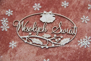 Winter joy ramka - Wesołych Świąt 01 - ramka z napisem - dzwonki i jemioła
